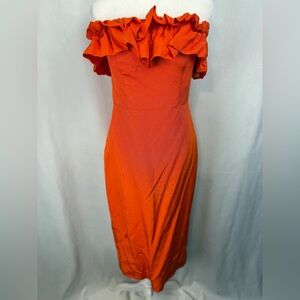 Strapless ruffled ottoman dress